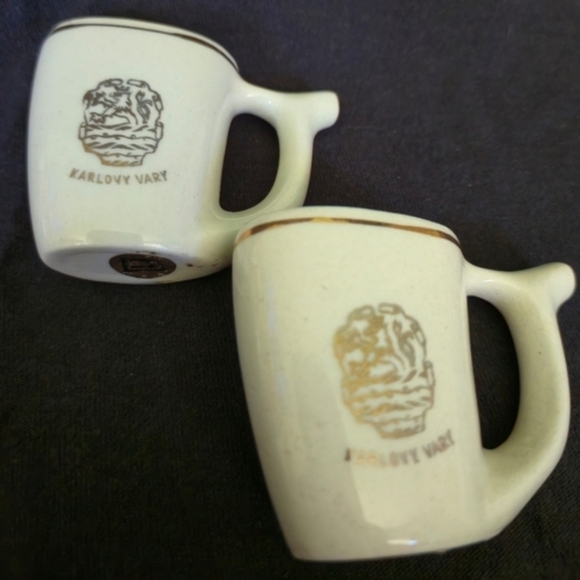 None Other - Vintage Karlovy Vary Spa Sipping Cups | Weisenbach Ceramic Set of 2